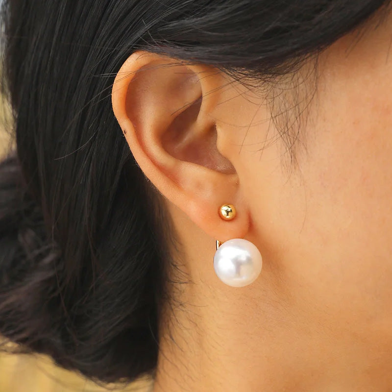 Zinc Alloy Simulated Big Pearl Stud Earrings