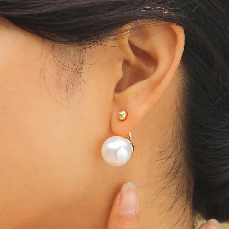 Zinc Alloy Simulated Big Pearl Stud Earrings