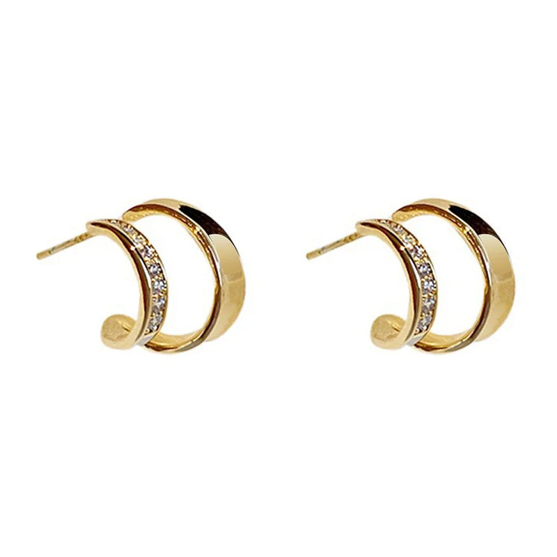 Copper Double C-Shaped Stud Earrings