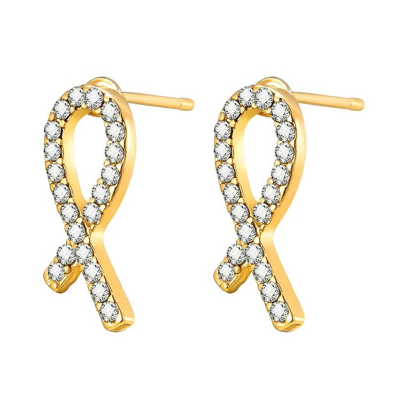 Zinc Alloy Bright Mourning Ribbon Stud Earrings