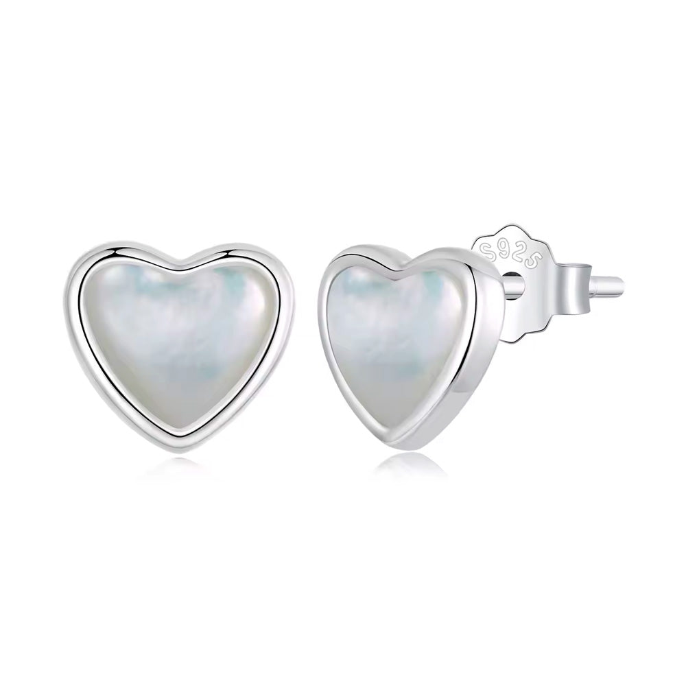 Sterling Silver Romantic Heart Hypoallergenic Stud Earrings