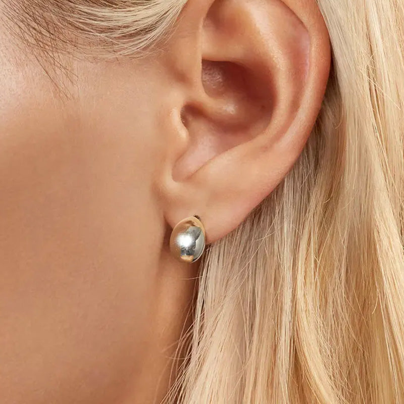 Sterling Silver Glossy Waterdrop Hypoallergenic Stud Earrings