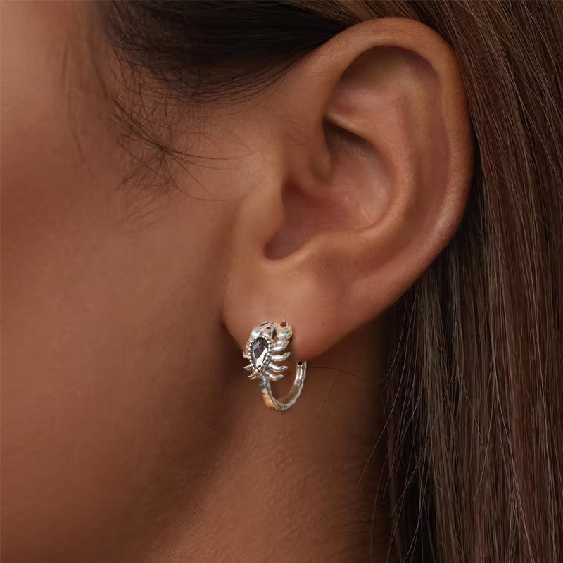 Sterling Silver Scorpion Hypoallergenic Huggie Earrings