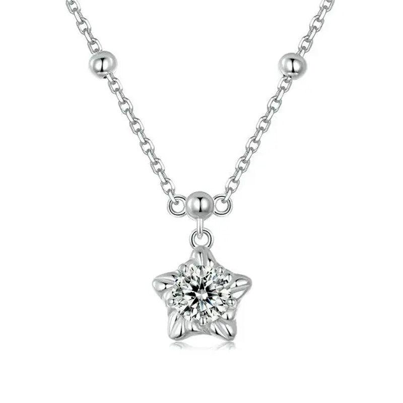 Sterling Silver 0.5ct Moissanite Radiant Star Hypoallergenic Necklace