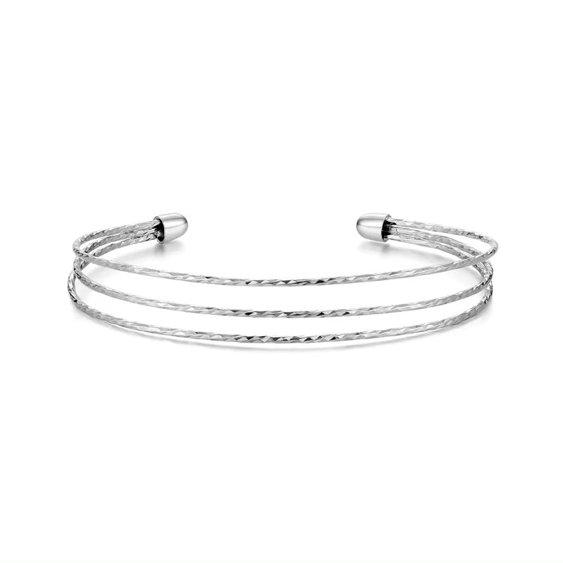 Sterling Silver Multi-Layer Hypoallergenic Adjustable Wide Cuff Bracelet