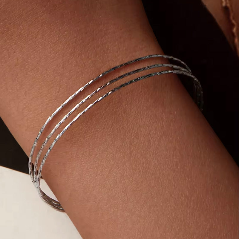 Sterling Silver Multi-Layer Hypoallergenic Adjustable Wide Cuff Bracelet