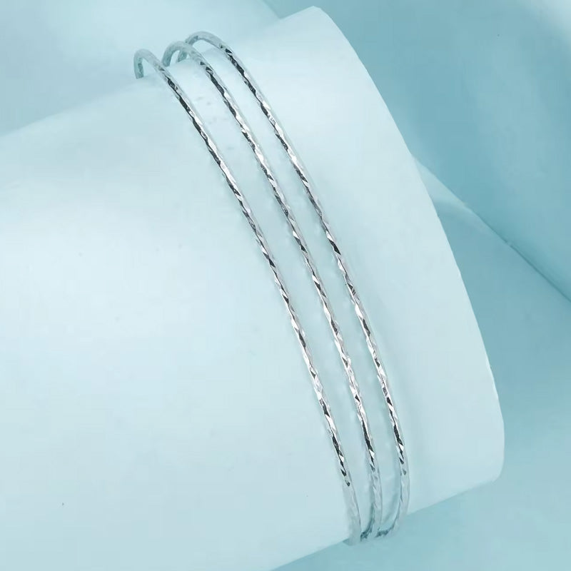 Sterling Silver Multi-Layer Hypoallergenic Adjustable Wide Cuff Bracelet