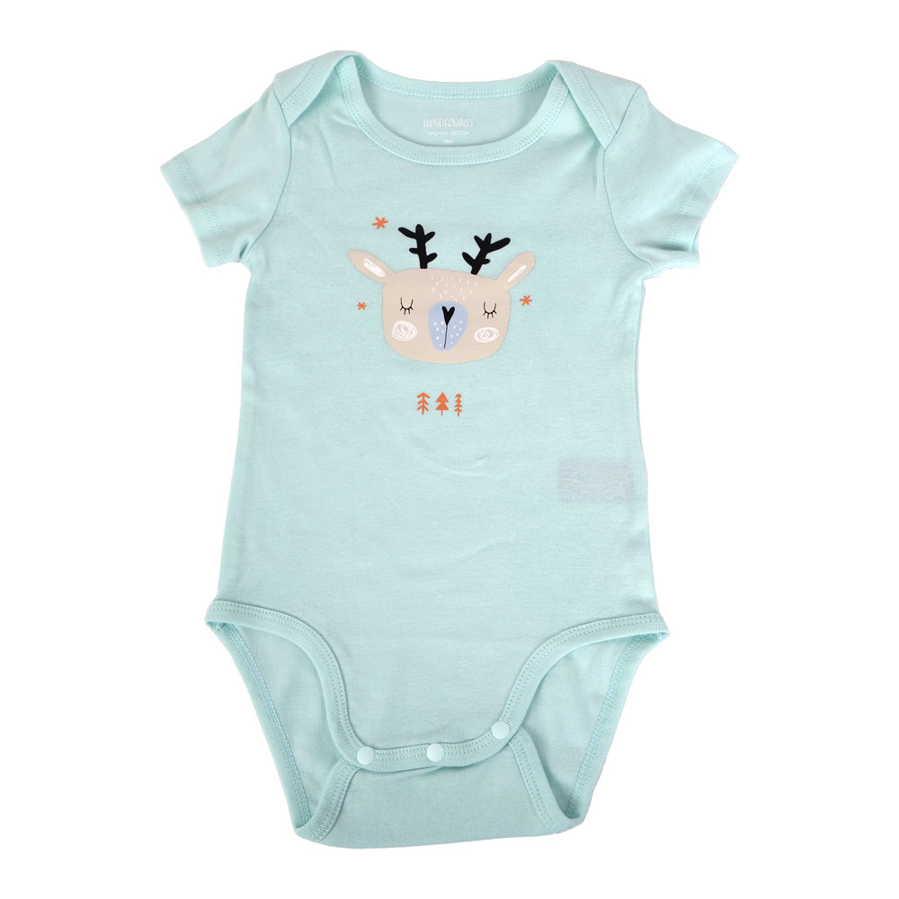 100% Organic Cotton Cute Reindeer Short Sleeve Baby & Toddler Bodysuit Wondernauts