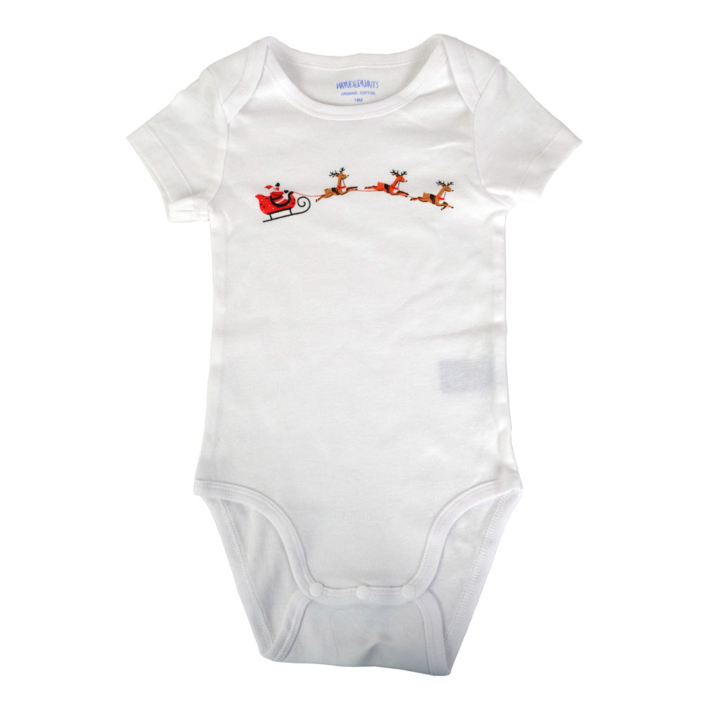 100% Organic Cotton Santa Claus Short Sleeve Baby & Toddler Bodysuit Wondernauts