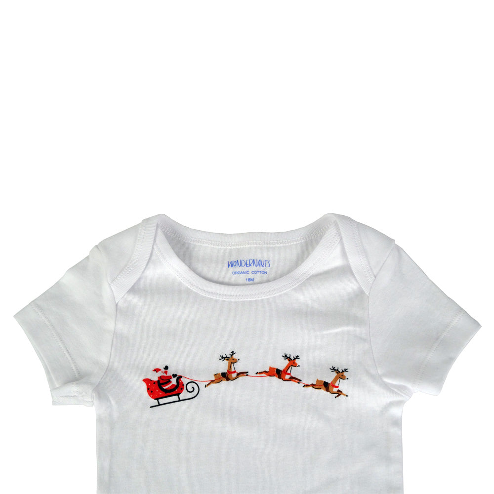 100% Organic Cotton Santa Claus Short Sleeve Baby & Toddler Bodysuit Wondernauts