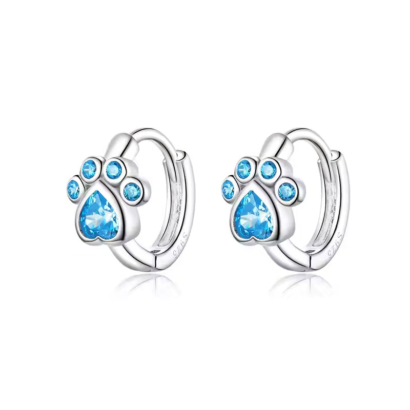 Sterling Silver Pet Footprint Hypoallergenic Huggie Earrings