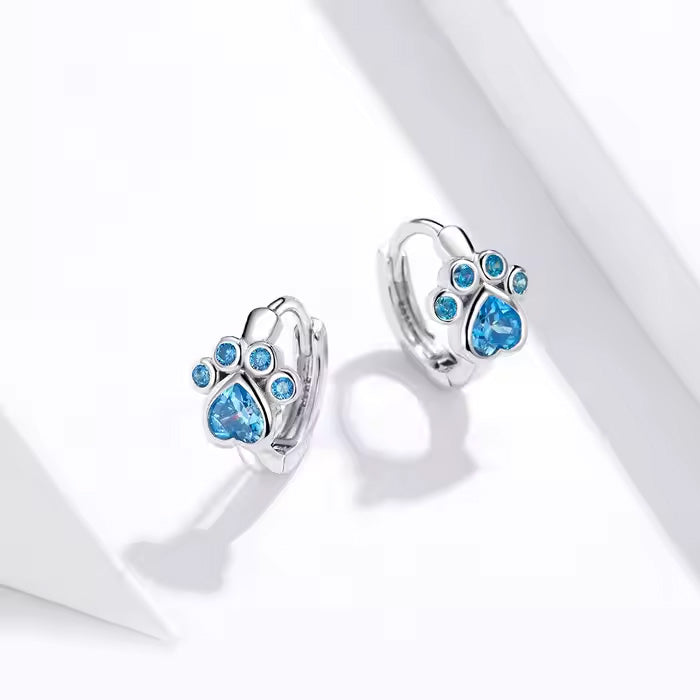 Sterling Silver Pet Footprint Hypoallergenic Huggie Earrings