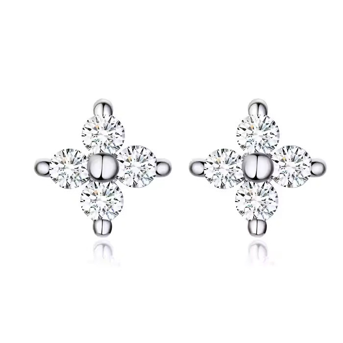 Sterling Silver Little Shiny Flower Hypoallergenic Stud Earrings