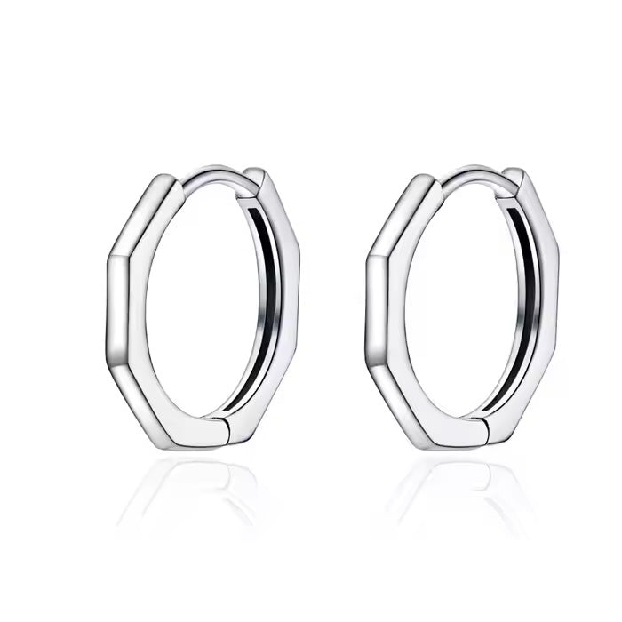 Sterling Silver Geometric Hypoallergenic Huggies Earrings