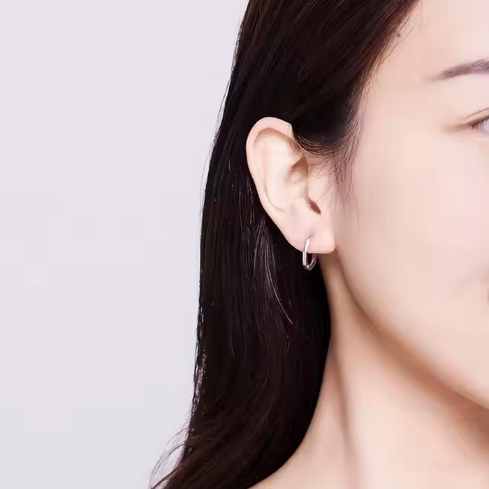 Sterling Silver Geometric Hypoallergenic Huggies Earrings