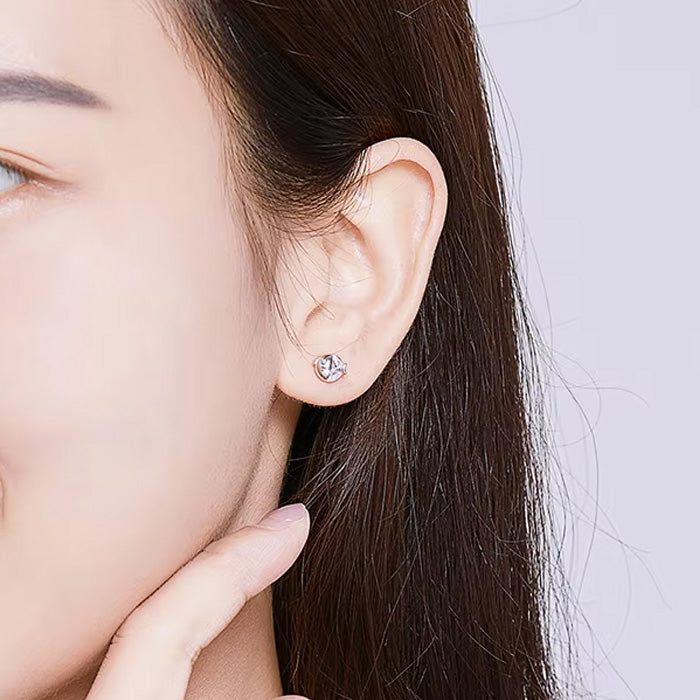 Sterling Silver Crystal Kissing Fish Hypoallergenic Stud Earrings