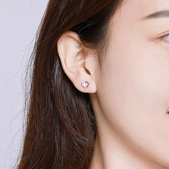 Sterling Silver Crystal Kissing Fish Hypoallergenic Stud Earrings