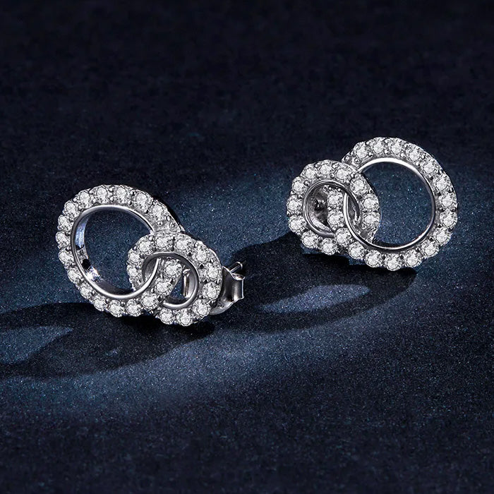 Sterling Silver Shining Double Circle Hypoallergenic Stud Earrings