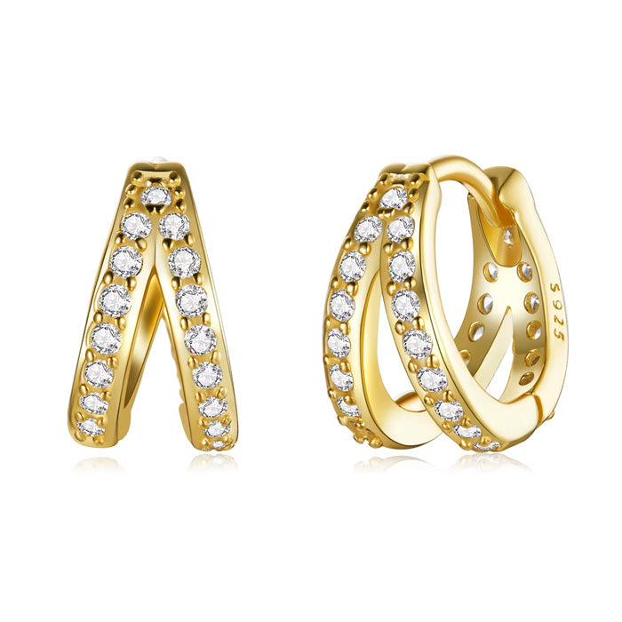 Sterling Silver Geometric Modern Huggie Hypoallergenic Earrings