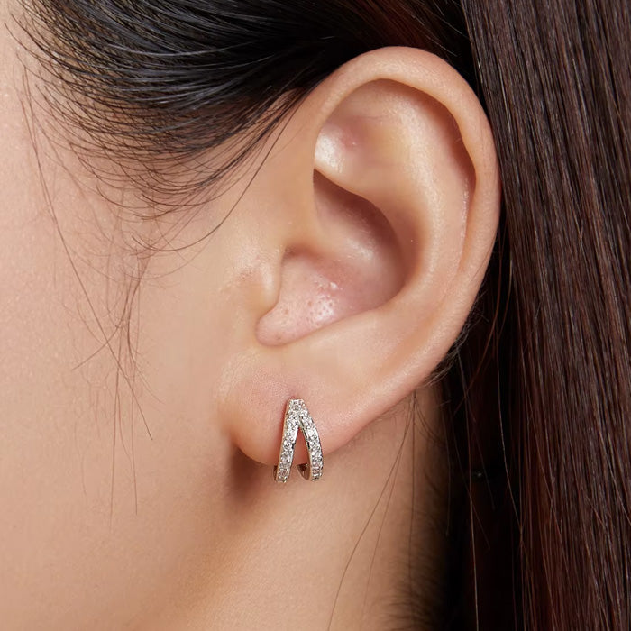 Sterling Silver Geometric Modern Huggie Hypoallergenic Earrings
