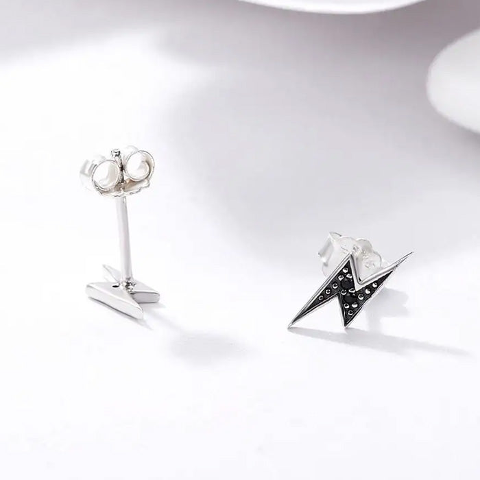 Sterling Silver Lightning Bolt Stud Hypoallergenic Earrings