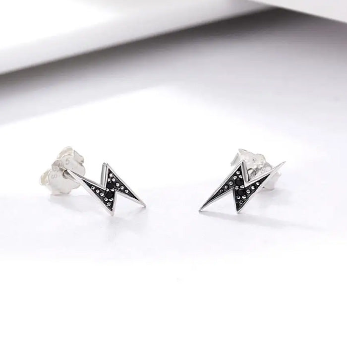 Sterling Silver Lightning Bolt Stud Hypoallergenic Earrings