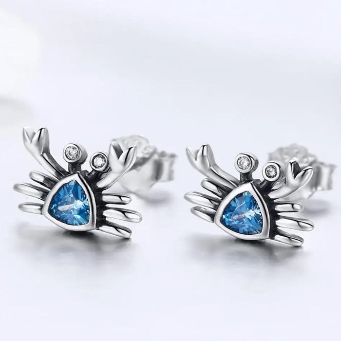 Sterling Silver King Crab Stud Hypoallergenic Earrings