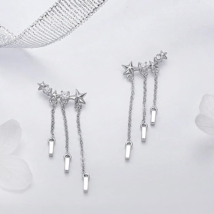 Sterling Silver Star Rain Stud Hypoallergenic Earrings