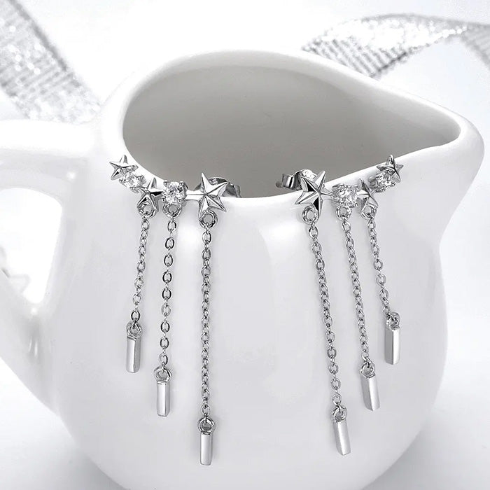 Sterling Silver Star Rain Stud Hypoallergenic Earrings