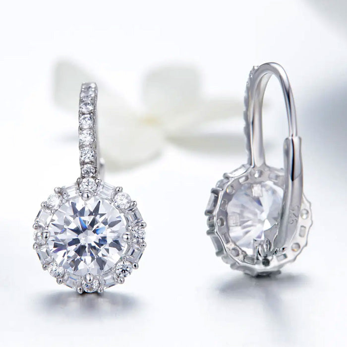 Sterling Silver Dazzling CZ  Leverback Hypoallergenic Earrings