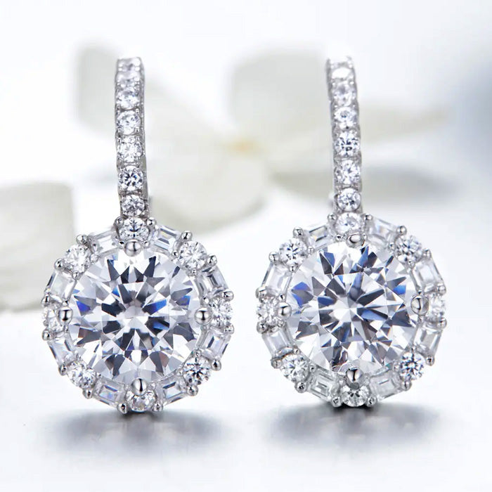 Sterling Silver Dazzling CZ  Leverback Hypoallergenic Earrings
