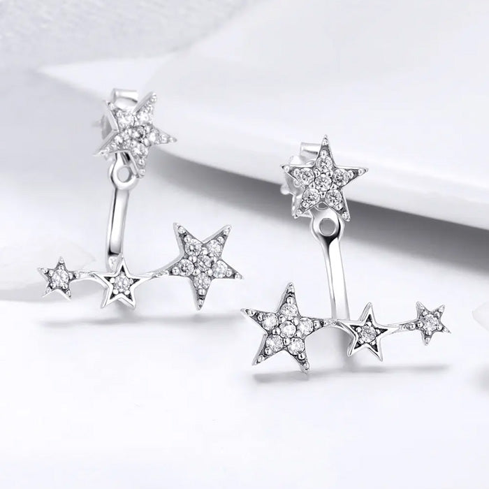 Sterling Silver Luminous Stars Stud Hypoallergenic Earrings