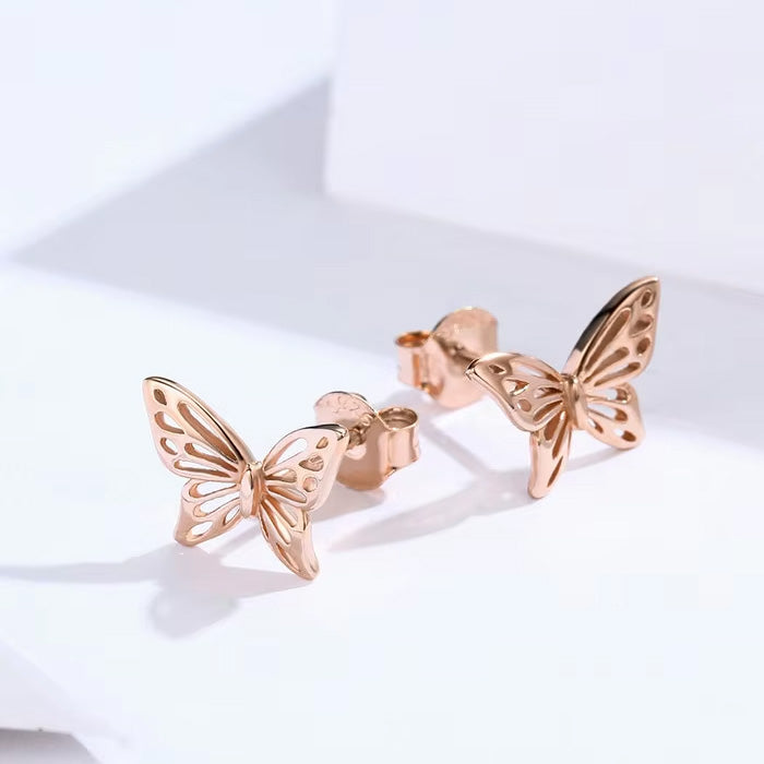 Sterling Silver Hollow Butterfly Stud Hypoallergenic Earrings