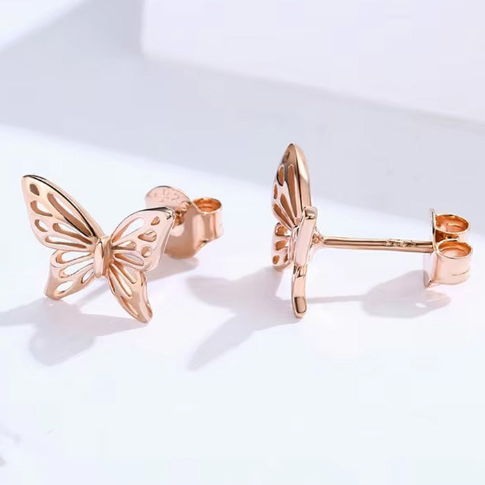 Sterling Silver Hollow Butterfly Stud Hypoallergenic Earrings