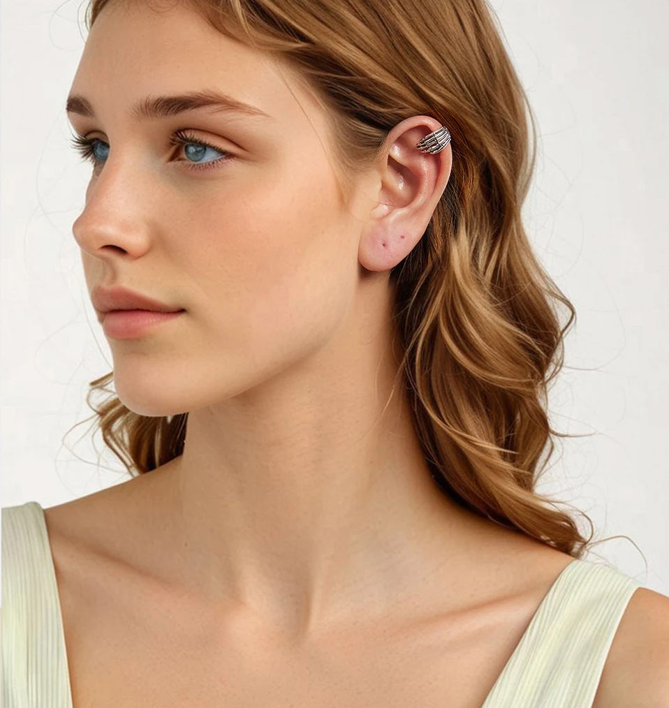 Sterling Silver Skeleton Hand Hypoallergenic Ear Cuff