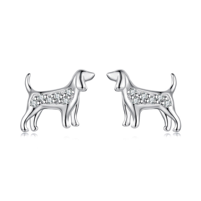 Sterling Silver Dog Lover Stud Hypoallergenic Earrings