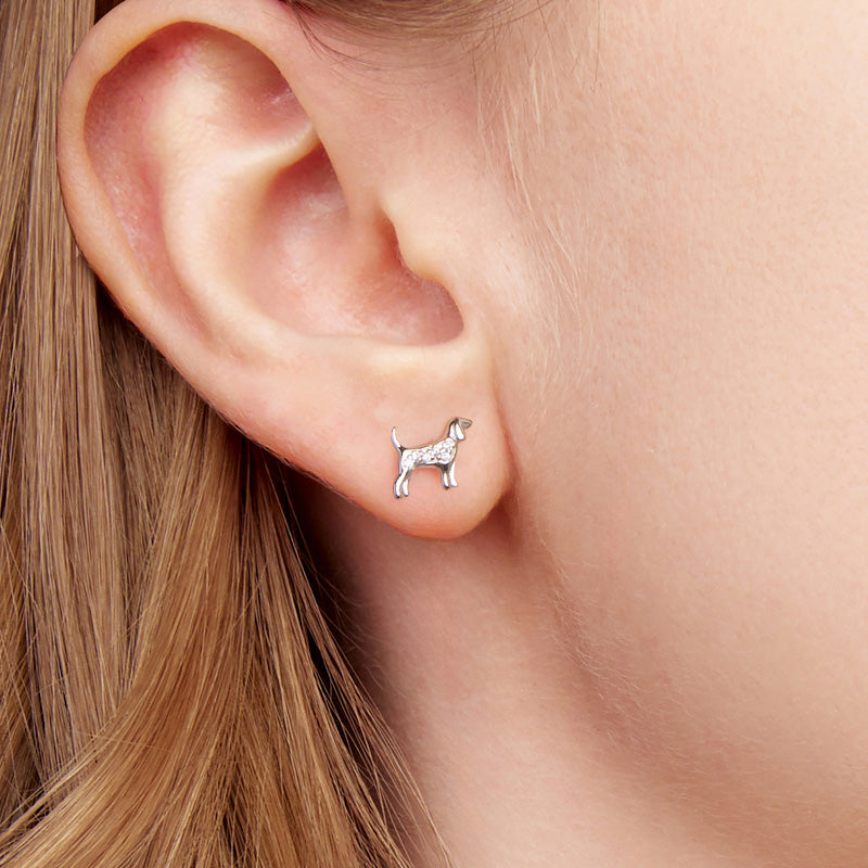 Sterling Silver Dog Lover Stud Hypoallergenic Earrings
