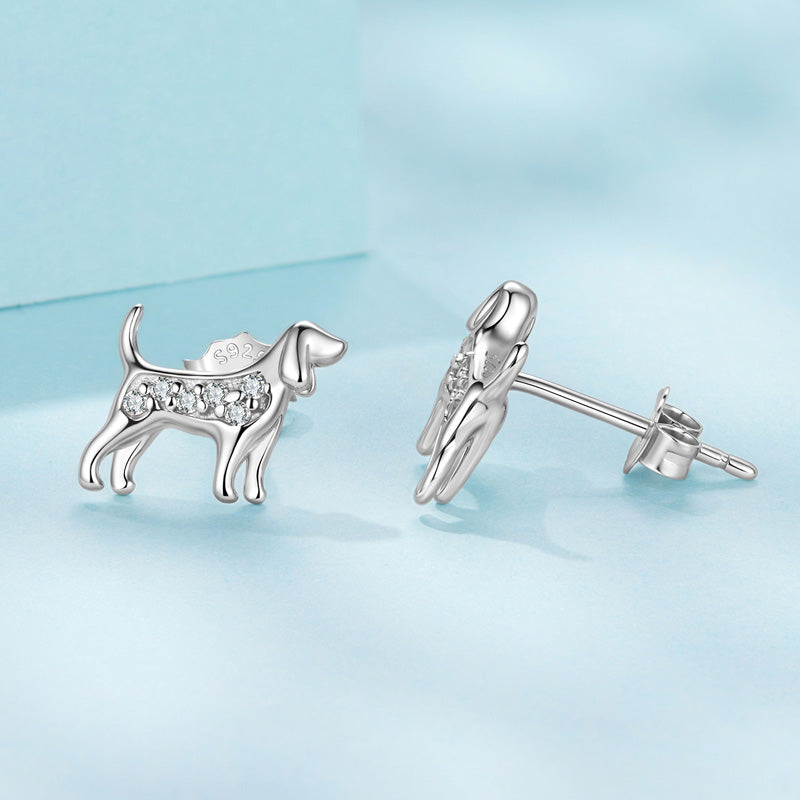 Sterling Silver Dog Lover Stud Hypoallergenic Earrings