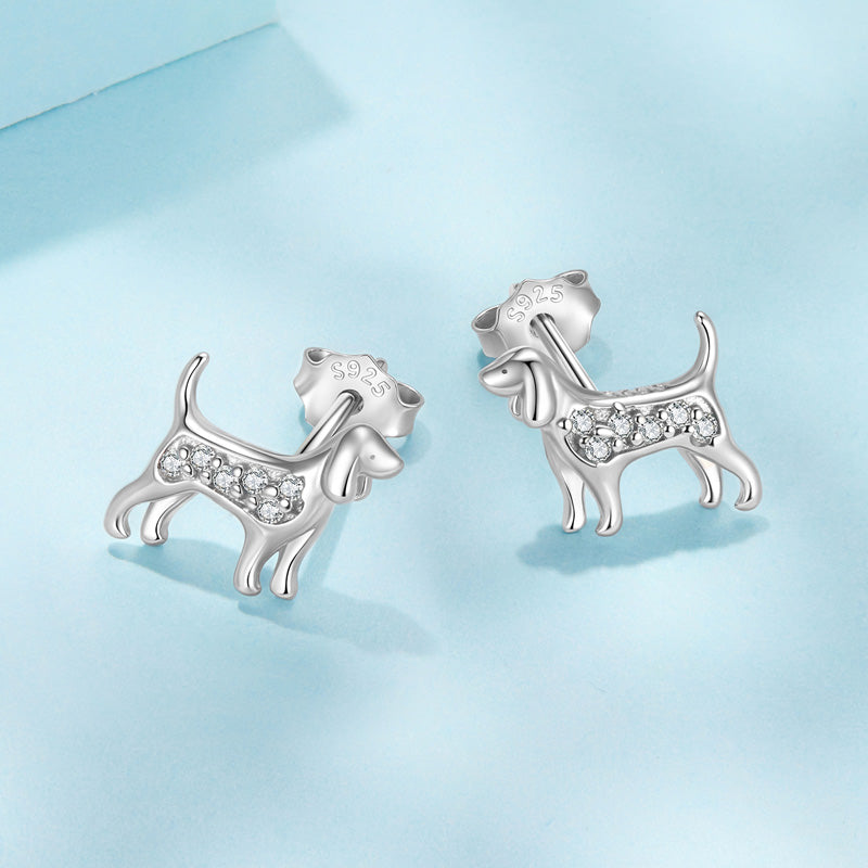 Sterling Silver Dog Lover Stud Hypoallergenic Earrings