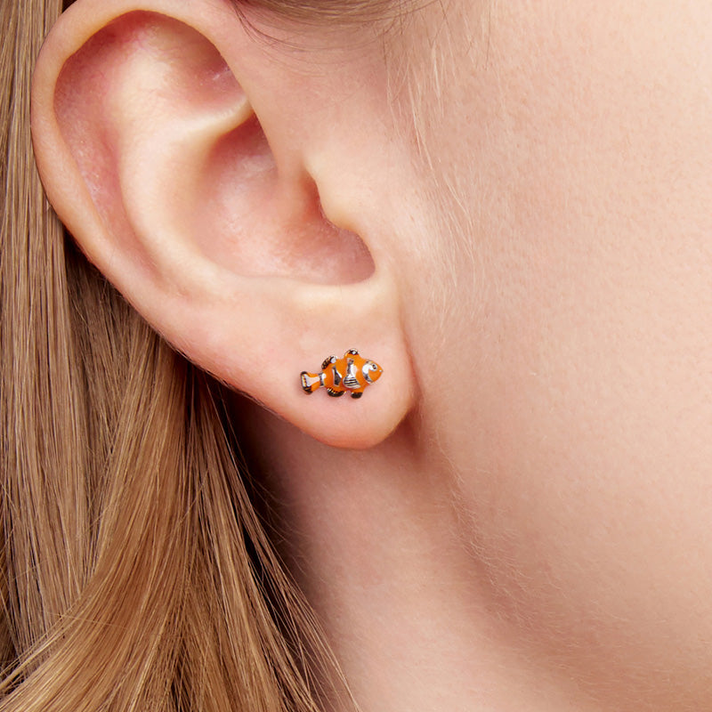 Sterling Silver Clownfish Stud Hypoallergenic Earrings