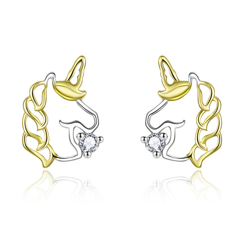 Sterling Silver Winged Unicorn Stud Hypoallergenic Earrings