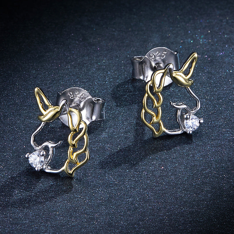 Sterling Silver Winged Unicorn Stud Hypoallergenic Earrings