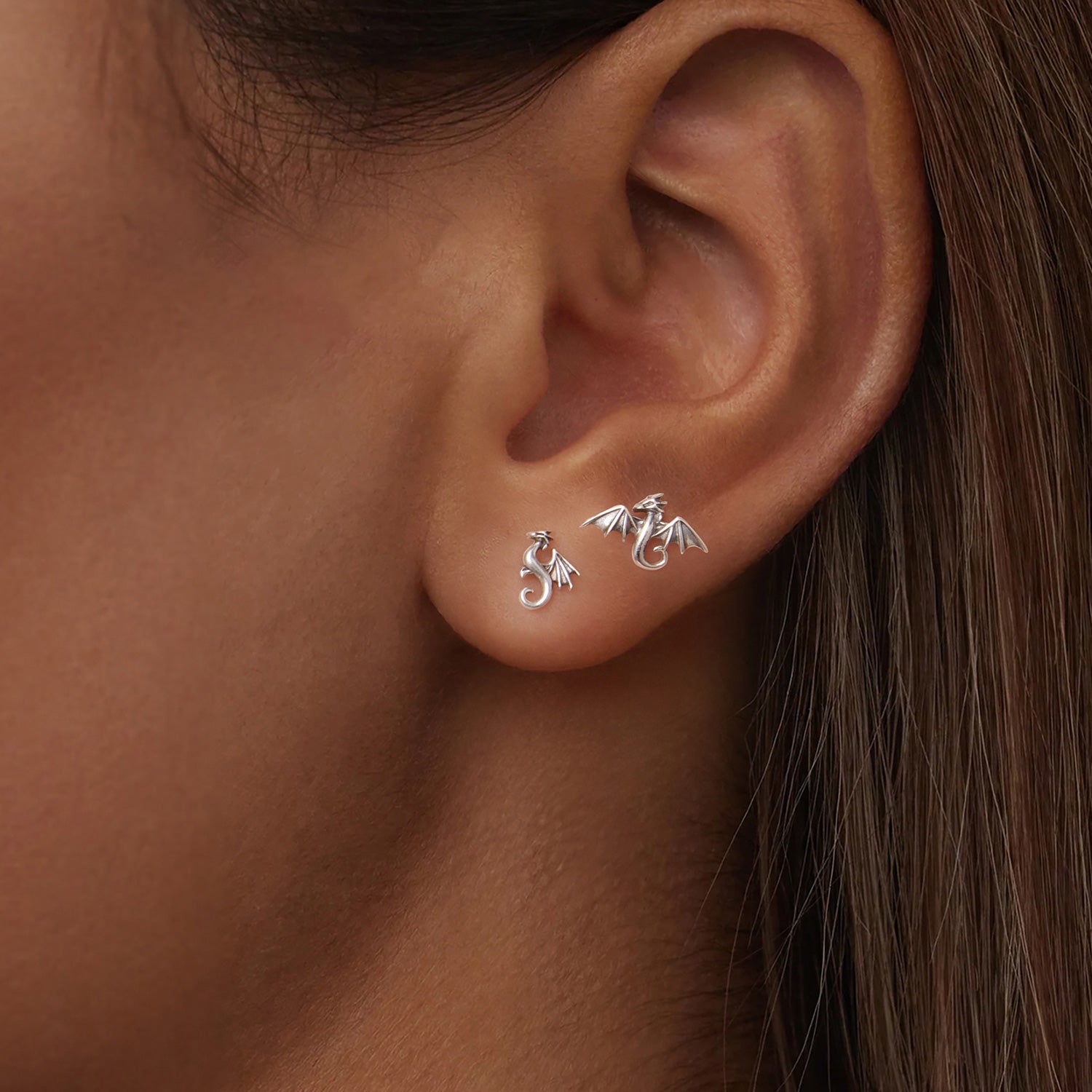 Sterling Silver Dragon Stud Hypoallergenic Earrings