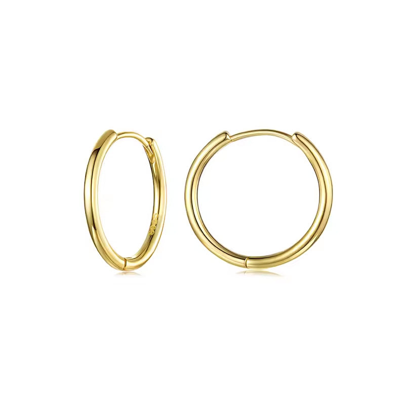 Sterling Silver 12mm/17mm/22mm Gold Circle Huggie Hypoallergenic Earrings