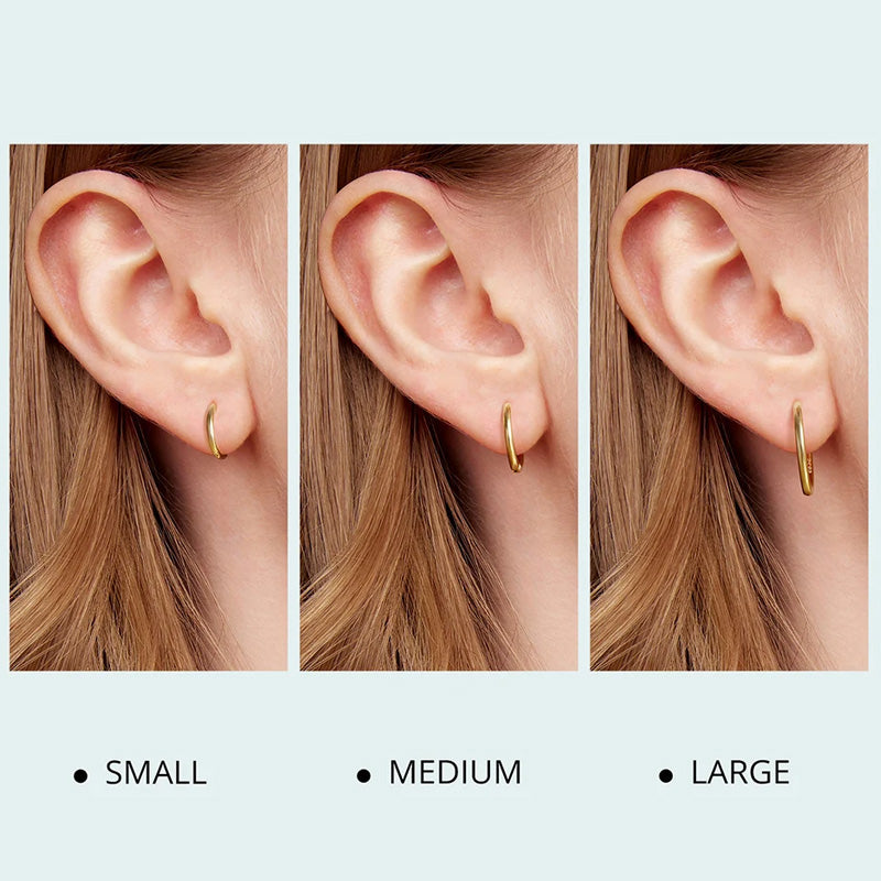 Sterling Silver 12mm/17mm/22mm Gold Circle Huggie Hypoallergenic Earrings