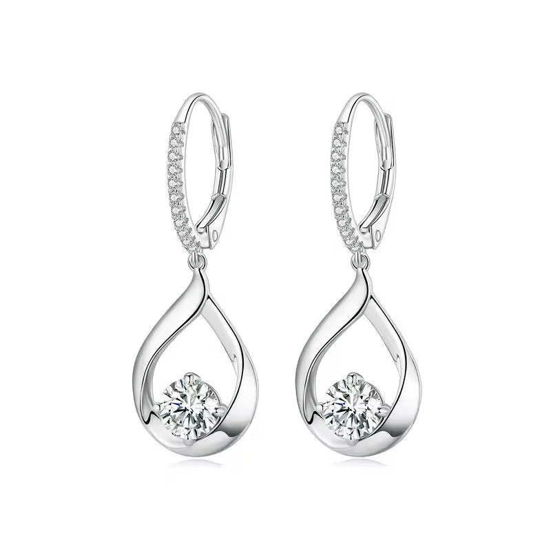 Sterling Silver Waterdrop 1ct Moissanite Leverback Hypoallergenic Earrings