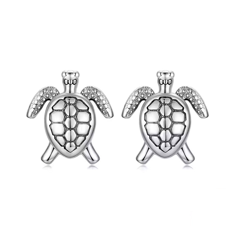 Sterling Silver Lucky Turtle Stud Hypoallergenic Earrings