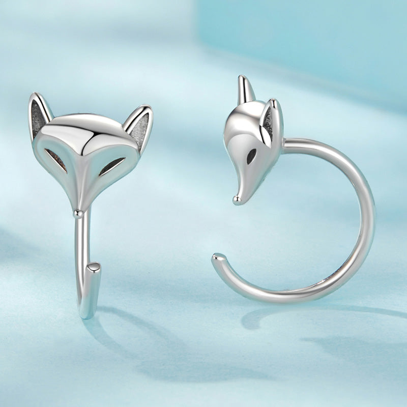 Sterling Silver Fox Head Wrap Hypoallergenic Earrings