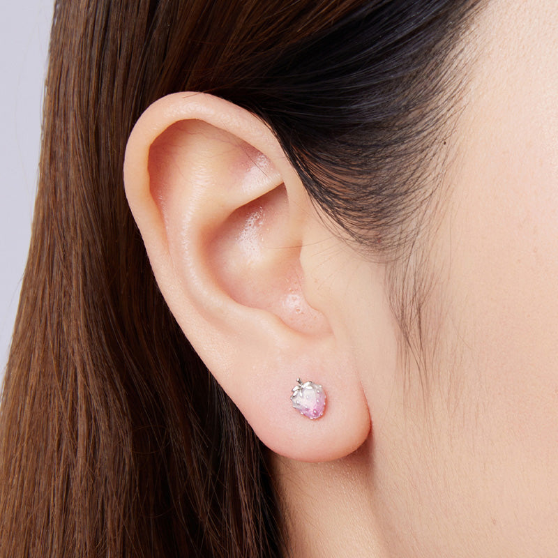 Sterling Silver Pink Strawberry Stud Hypoallergenic Earrings