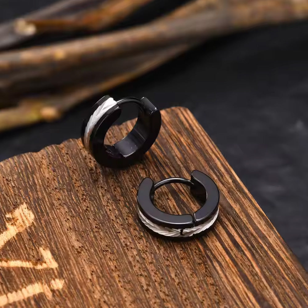 Stainless Steel Modern Two Tone Stud Earrings